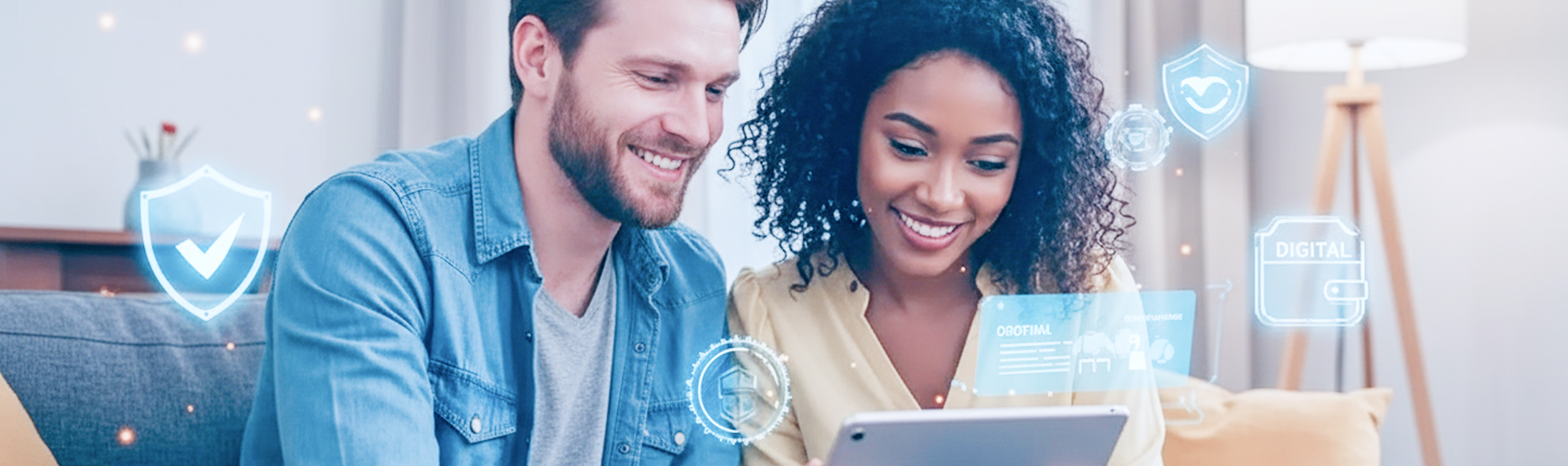 A man and woman smiling